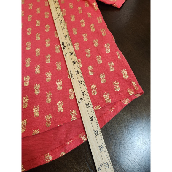 Chico's Women's Red Pineapple Round Neck Short Sleeve Ultimate Tee Shirt Size XL - Picture 5 of 5